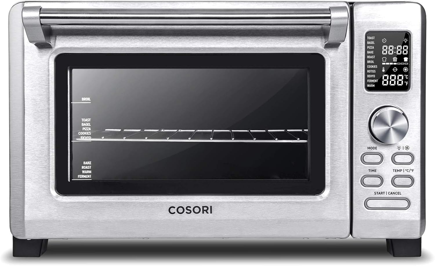 COSORI CO125-TO 11-in-1 Convection Toaster Oven with Rotisserie, Dehydrator, Pizza Function, 100 Recipes, 6 Accessories - 25L, Silver