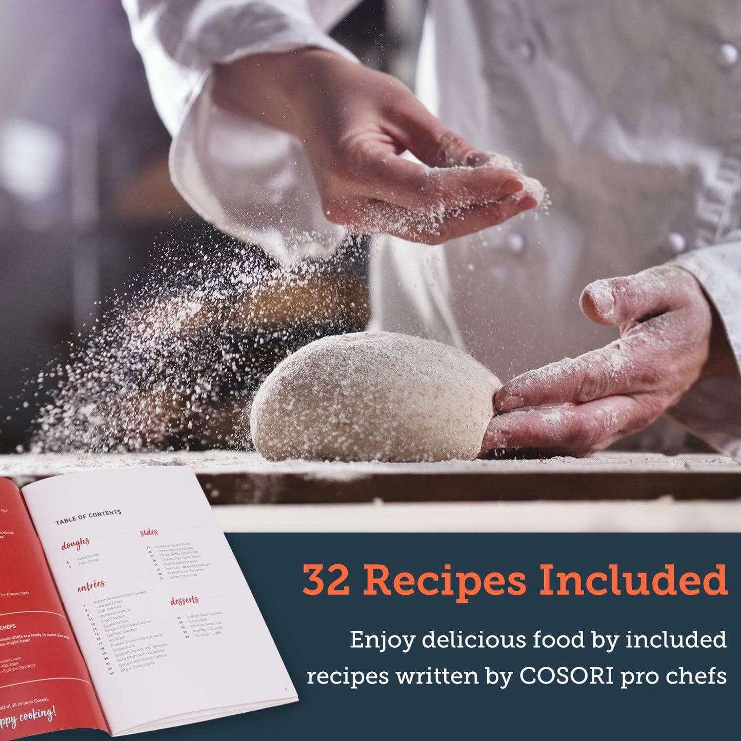 COSORI CO125-TO 11-in-1 Convection Toaster Oven with Rotisserie, Dehydrator, Pizza Function, 100 Recipes, 6 Accessories - 25L, Silver