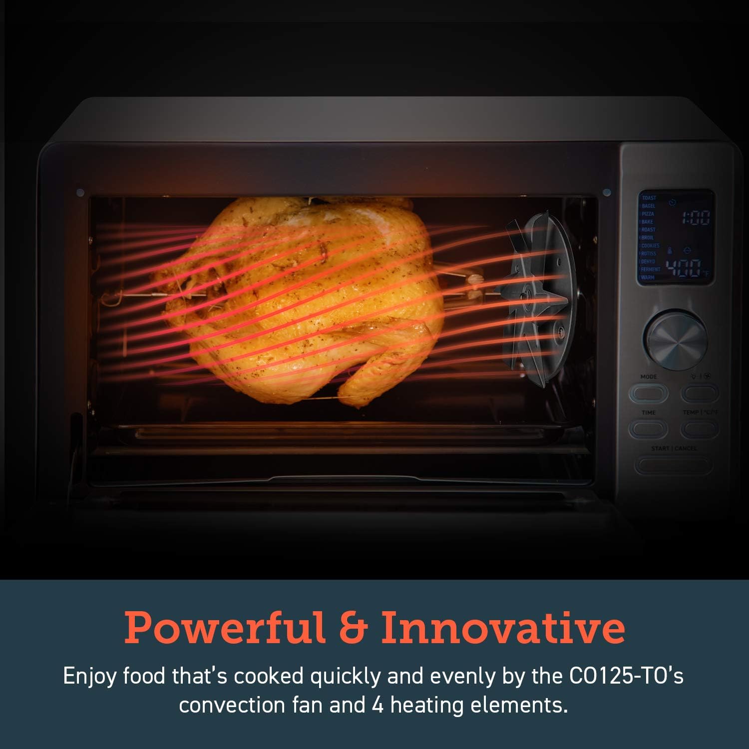 COSORI CO125-TO 11-in-1 Convection Toaster Oven with Rotisserie, Dehydrator, Pizza Function, 100 Recipes, 6 Accessories - 25L, Silver