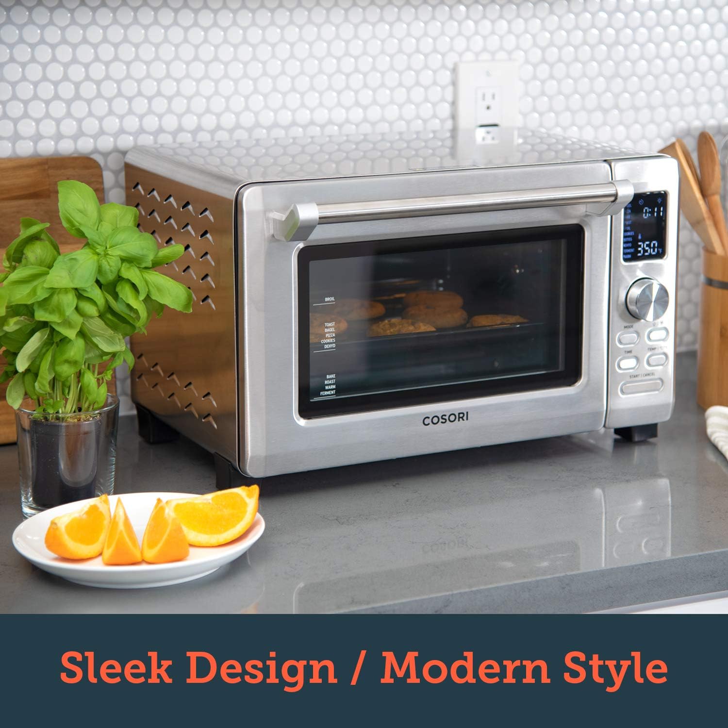 COSORI CO125-TO 11-in-1 Convection Toaster Oven with Rotisserie, Dehydrator, Pizza Function, 100 Recipes, 6 Accessories - 25L, Silver