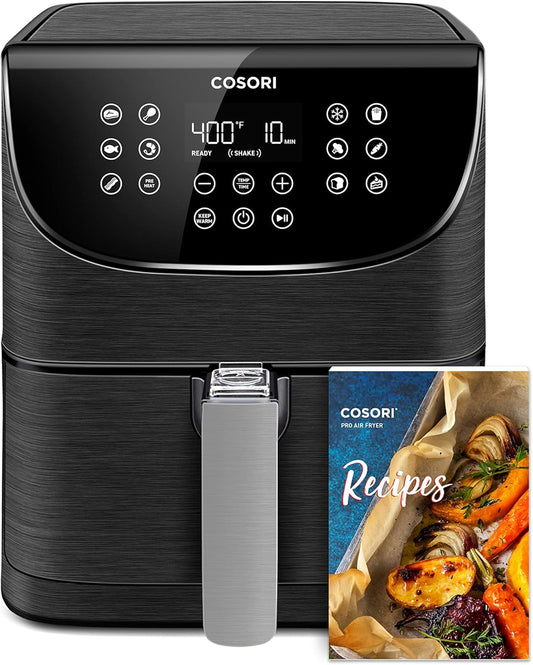 COSORI Pro Gen 2 Air Fryer 5.8QT - Upgraded Version with 13 One Touch Functions, 100 Paper & 1100 Online Recipes - Dishwasher-Safe Detachable Square Basket - Black