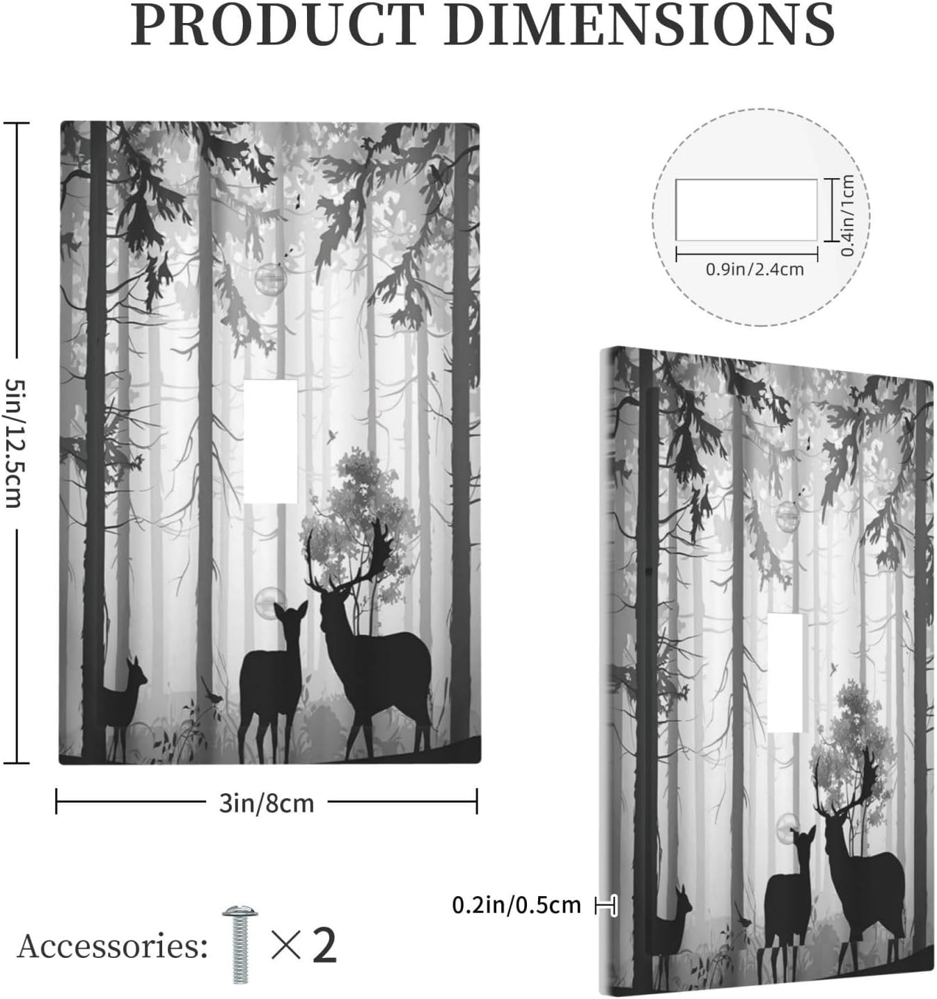 Country Deer Hunting Rustic Woodland Light Switch Cover - Single Toggle Outlet Cover Decor for Wall Art Decor - Misty Forest Design - 1 Gang Wall Plate