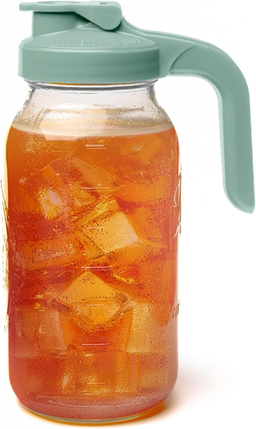 County Line Kitchen Glass Mason Jar Pitcher - 2 Quart Wide Mouth Pitcher for Cold Brew Coffee, Sun Tea, Water - Leak Proof Sage Pitcher with Lid