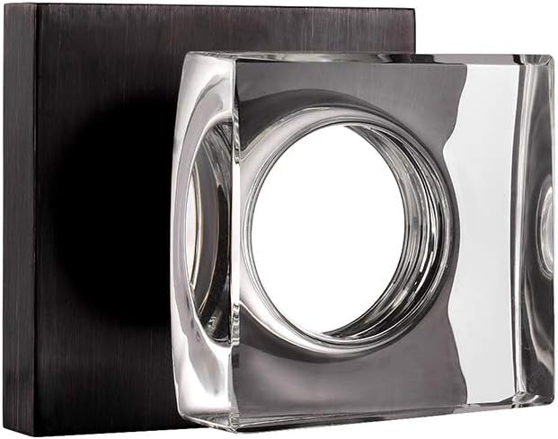 Crystal Glass Door Knobs with Lock for Privacy in Bathroom and Bedroom - Oil Rubbed Bronze Finish