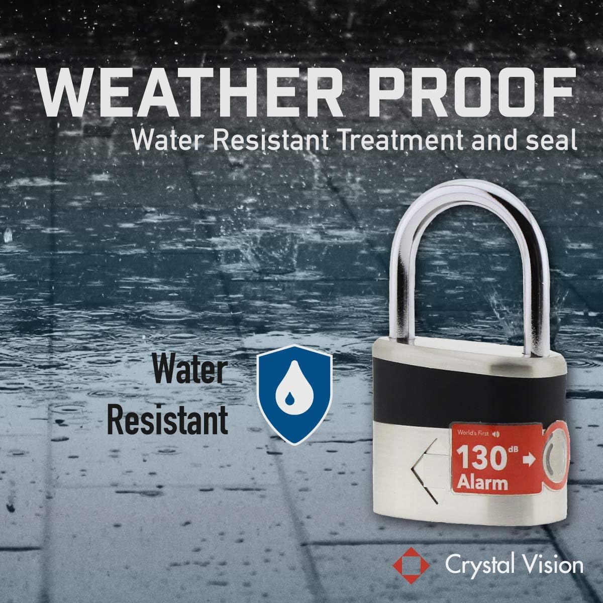 Crystal Vision Anti-Theft Loud 130db Alarm Lock - Weatherproof Heavy Duty Multi-Purpose (8.5mm)