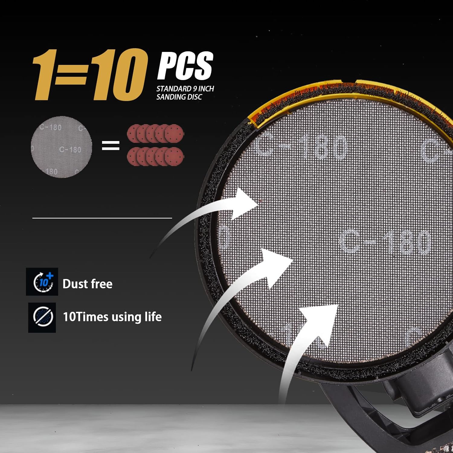 CUBEWAY 780W Popcorn Ceiling Removal Tool with Vacuum Attachment, LED Light, 7 Variable Speeds, Auto Dust Absorption, 27pcs Sanding Discs