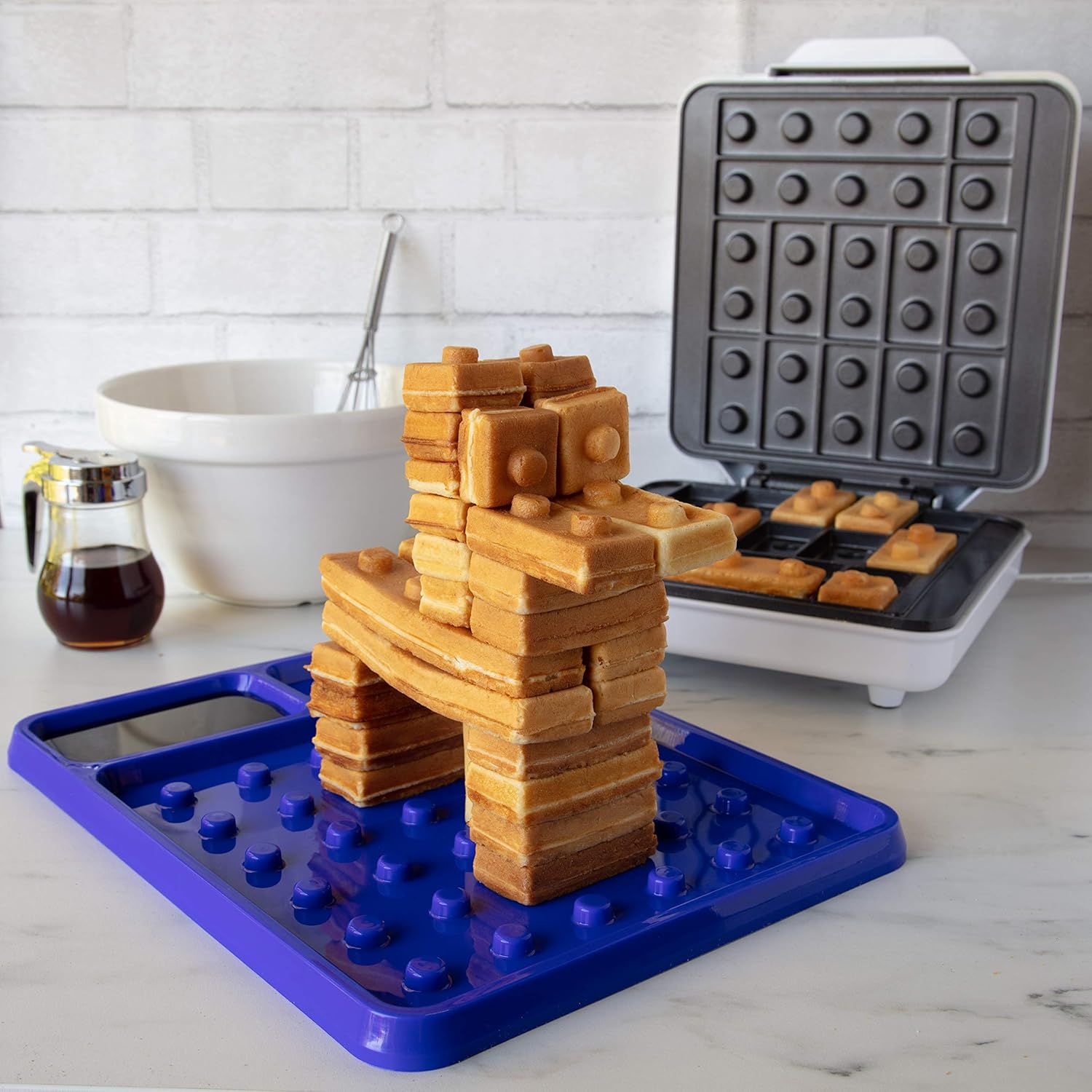CucinaPro Brick-Shaped Waffle Building Plate Set - Stackable Construction Eating Plates for Kids and Adults - Novelty Gift, Waffle Maker Not Included