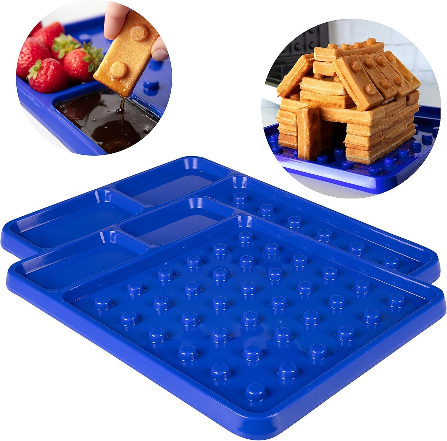 CucinaPro Brick-Shaped Waffle Building Plate Set - Stackable Construction Eating Plates for Kids and Adults - Novelty Gift, Waffle Maker Not Included
