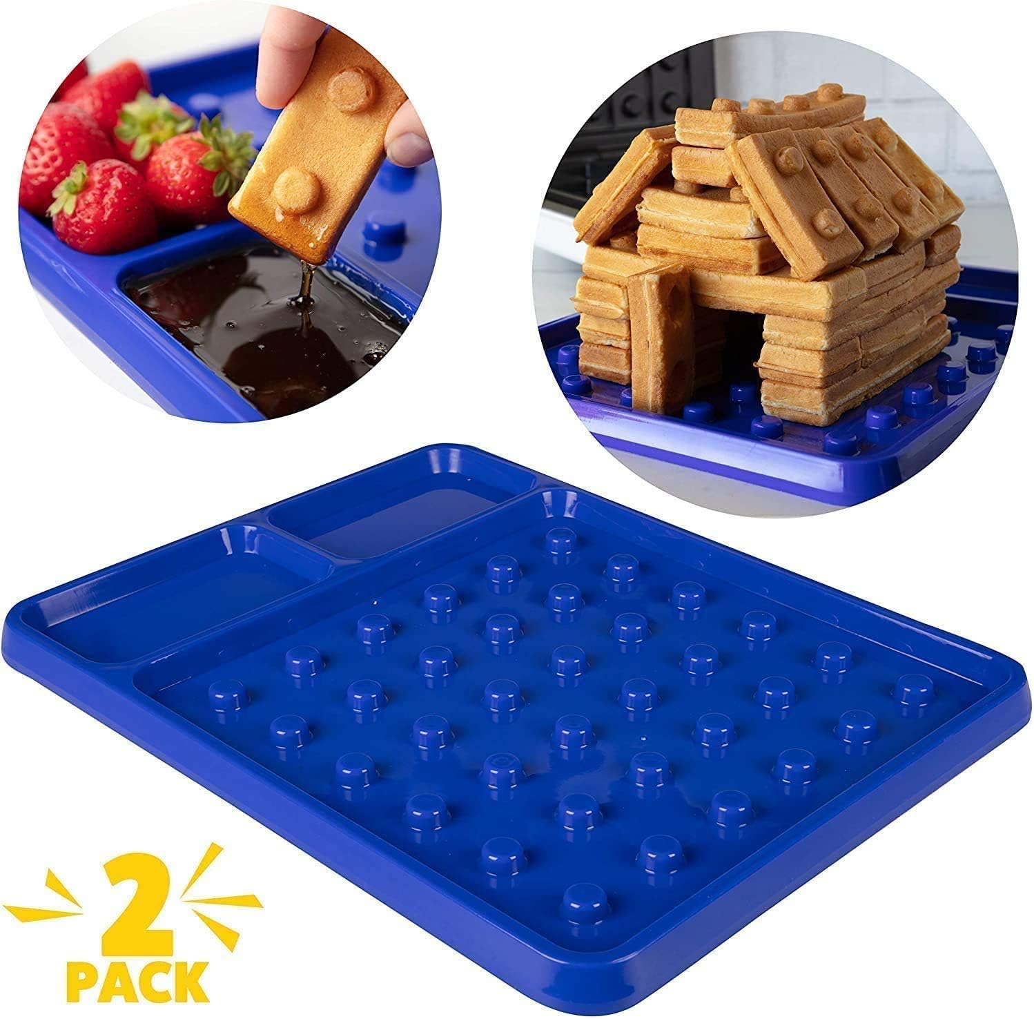 CucinaPro Brick-Shaped Waffle Building Plate Set - Stackable Construction Eating Plates for Kids and Adults - Novelty Gift, Waffle Maker Not Included