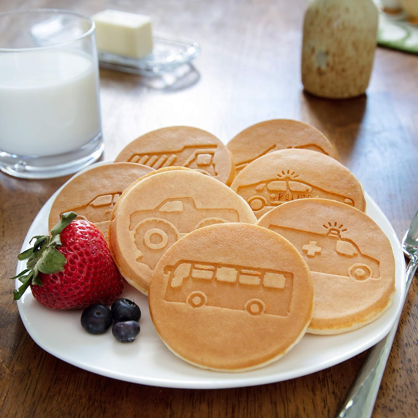 CucinaPro Car & Truck Mini Pancake Pan - Create 7 Fun Flapjack Vehicles, Nonstick Griddle for Easy Breakfasts & Gifts