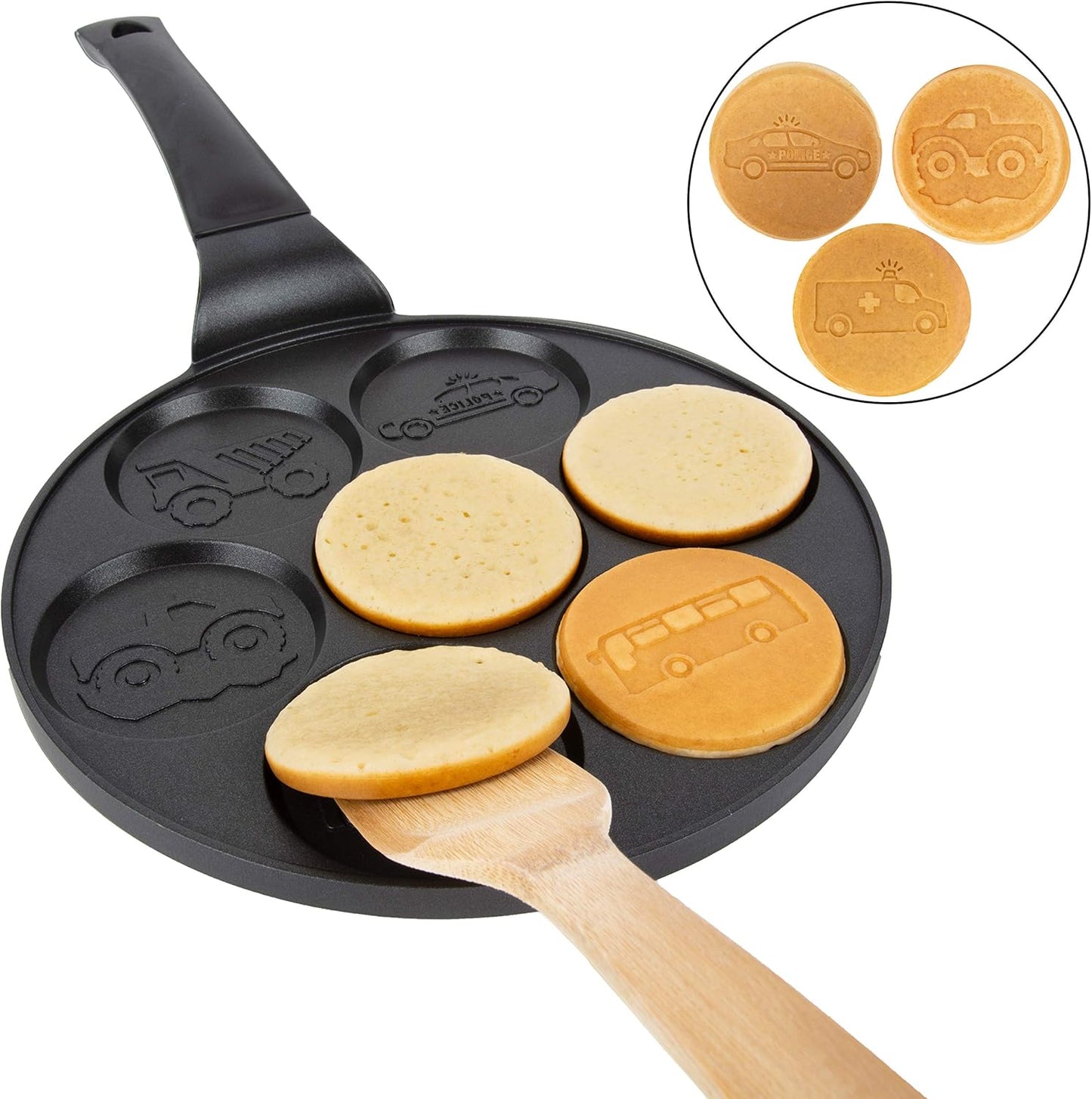 CucinaPro Car & Truck Mini Pancake Pan - Create 7 Fun Flapjack Vehicles, Nonstick Griddle for Easy Breakfasts & Gifts