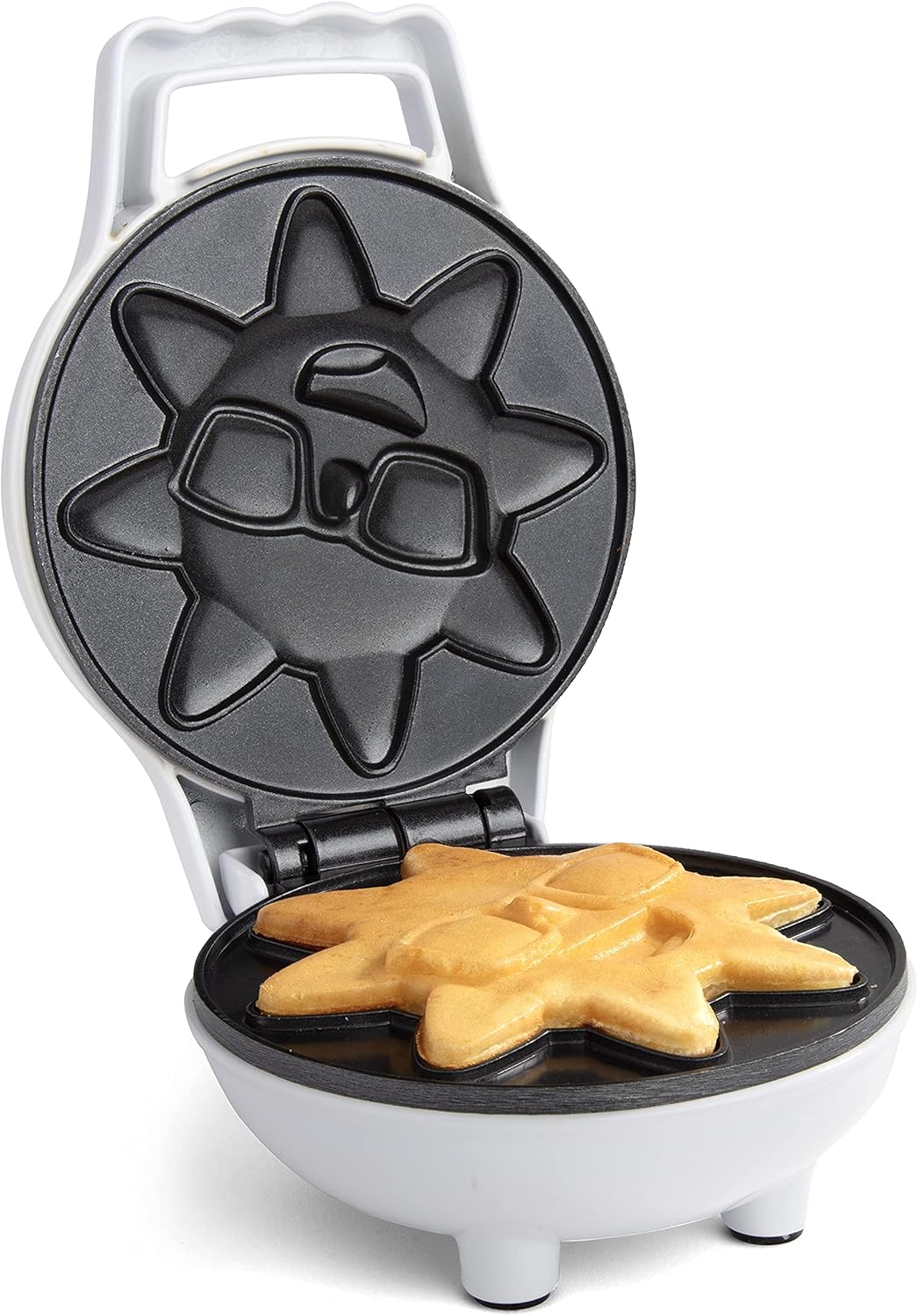 CucinaPro Rise & Shine Mini Sun Waffle Maker - Personal-Sized 4" Sunshine Smile Waffles for Kids and Adults - Cute Non-Stick Electric Waffler Iron - Ideal for Back to School Breakfasts or Fun Holiday Gifts