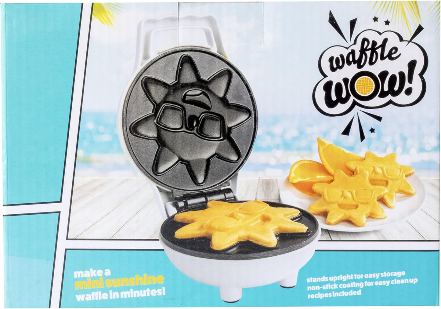 CucinaPro Rise & Shine Mini Sun Waffle Maker - Personal-Sized 4" Sunshine Smile Waffles for Kids and Adults - Cute Non-Stick Electric Waffler Iron - Ideal for Back to School Breakfasts or Fun Holiday Gifts