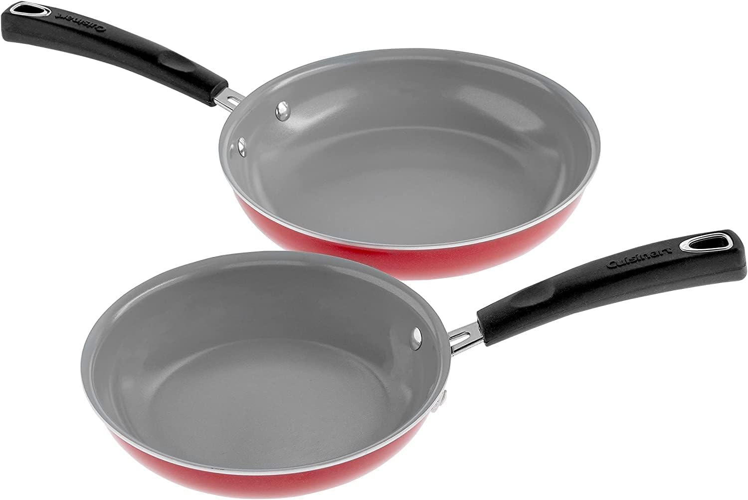 Cuisinart 11-Piece Ceramica XT Nonstick Cookware Set in Red/Stainless Steel