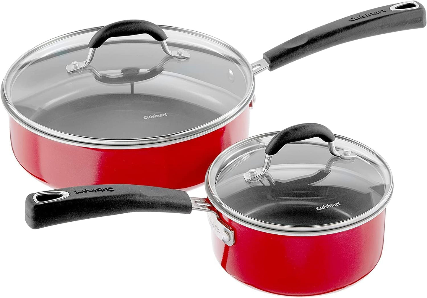 Cuisinart 11-Piece Ceramica XT Nonstick Cookware Set in Red/Stainless Steel