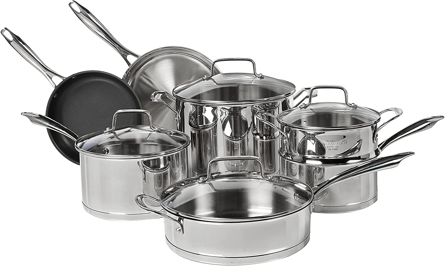 Cuisinart 11-Piece Stainless Steel Cookware Set, Professional Grade Silver Finish