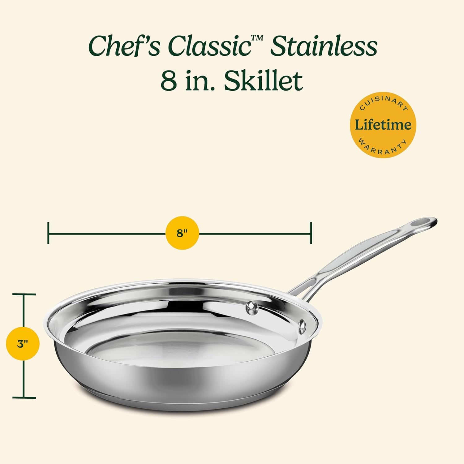 Cuisinart 722-20 Chef's Classic Stainless 8-Inch Open Skillet Cookware