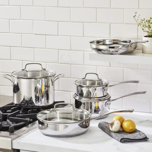 Cuisinart 9-Piece Stainless Steel Home Gourmet Cookware Set, Silver Color