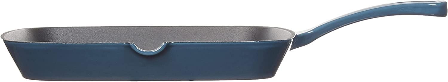 Cuisinart 9.25" Enameled Provencial Blue Square Grill Pan - Quality Cookware for Grilling