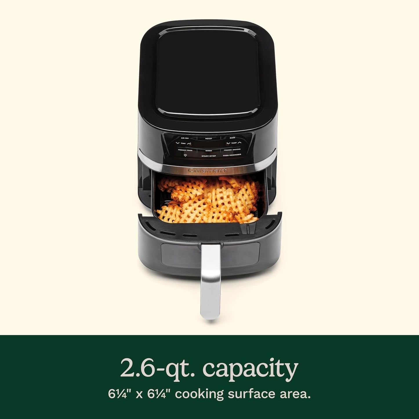 Cuisinart AIR-80 Air Fryer Oven with 2.6-Qt Basket, Black and Stainless Steel - 3 Presets for Roasting, Baking, and Air Frying - Easy to Clean and Quick Cooking