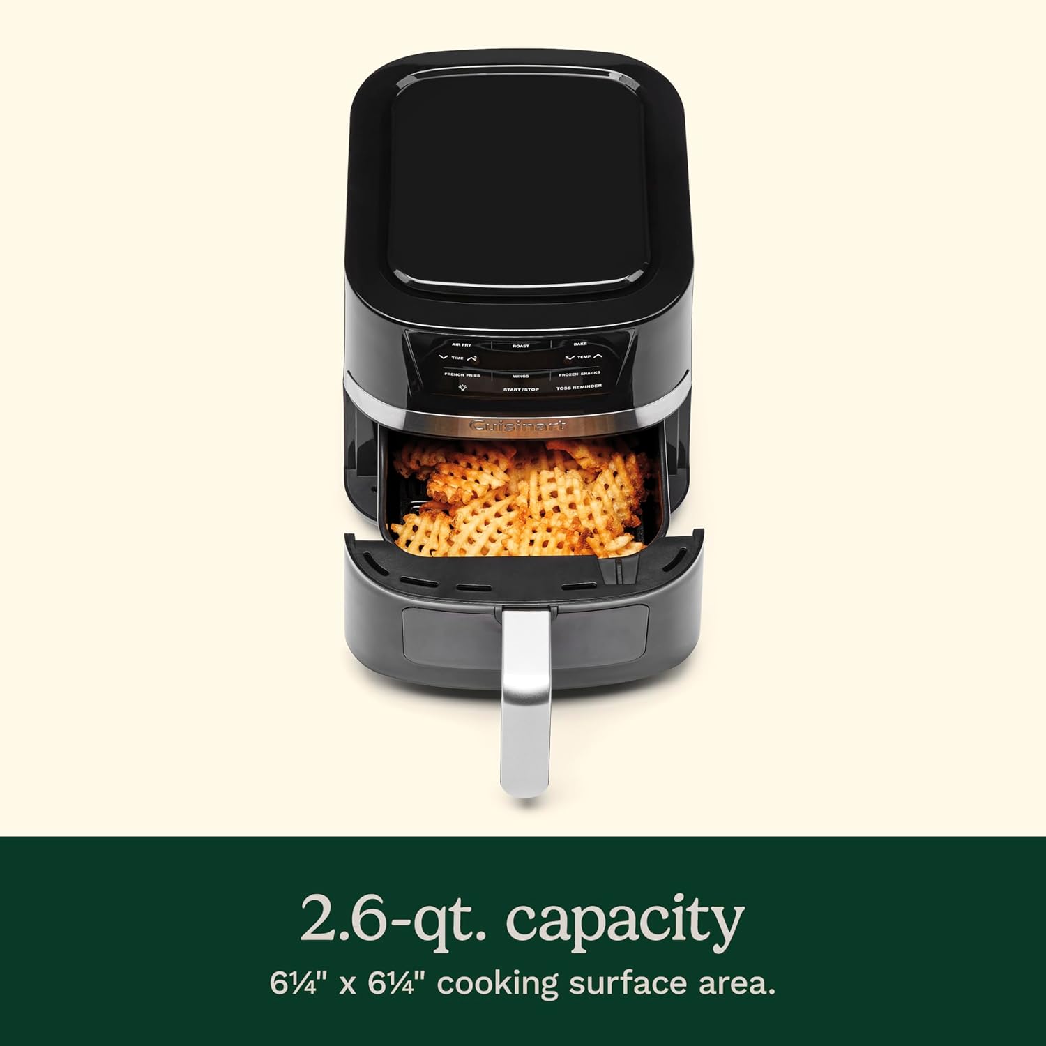 Cuisinart AIR-80 Air Fryer Oven with 2.6-Qt Basket, Black and Stainless Steel - 3 Presets for Roasting, Baking, and Air Frying - Easy to Clean and Quick Cooking