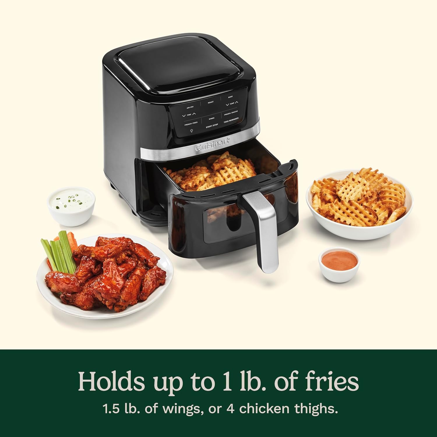 Cuisinart AIR-80 Air Fryer Oven with 2.6-Qt Basket, Black and Stainless Steel - 3 Presets for Roasting, Baking, and Air Frying - Easy to Clean and Quick Cooking