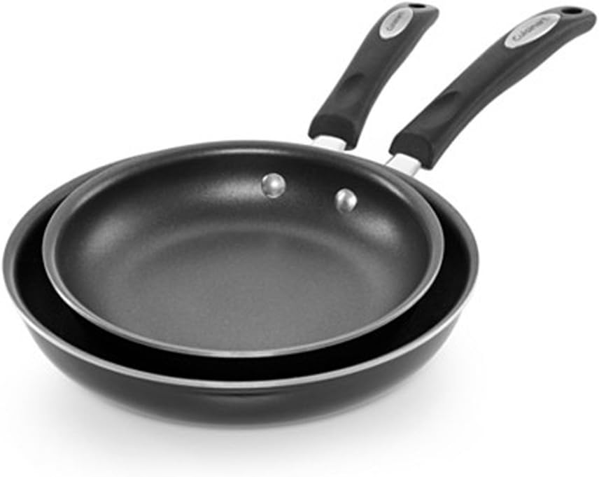 Cuisinart Aluminum Nonstick Skillet Pan Set, 2 Piece Black/Stainless Steel Finish