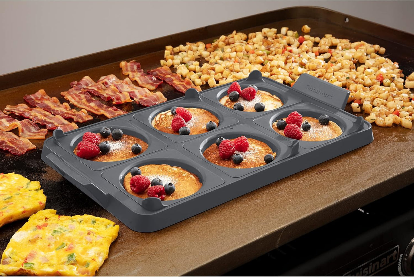 Cuisinart CGR-600 7-Piece Griddle Egg Ring Tray for Cooking Multiple Eggs at Once