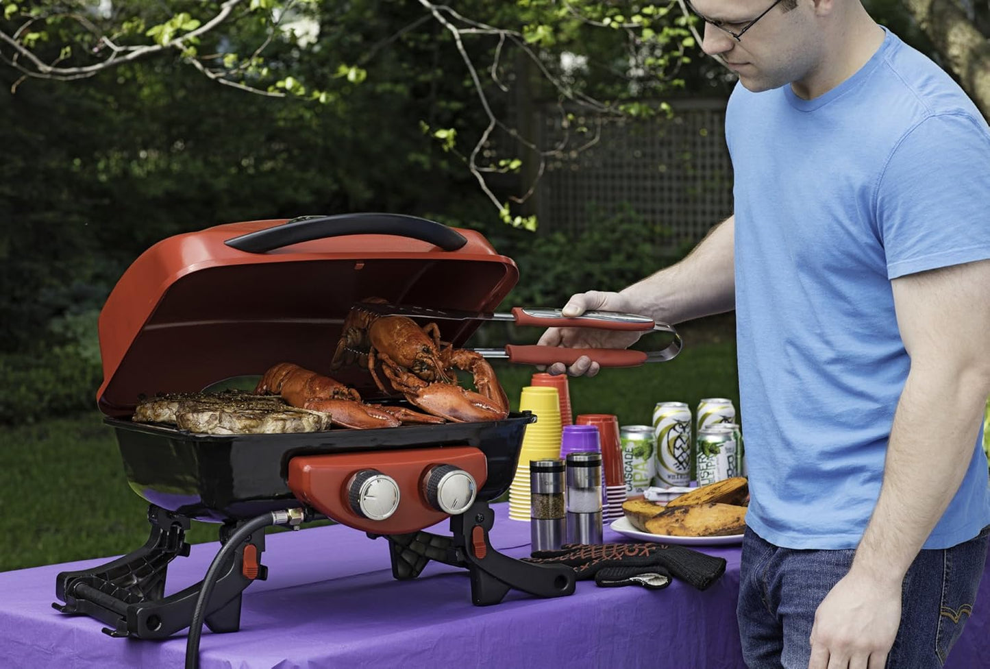 Cuisinart CGS-134 3-Piece Grilling Tool Set with Red Grill Glove