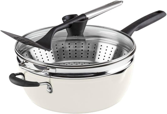 Cuisinart Crème de la Creme 4-Piece Pan Set with Steamer and Slotted Turner - 4.5 Qt. Multi-Purpose Pan with Cover