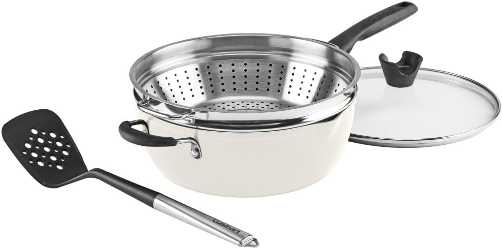 Cuisinart Crème de la Creme 4-Piece Pan Set with Steamer and Slotted Turner - 4.5 Qt. Multi-Purpose Pan with Cover