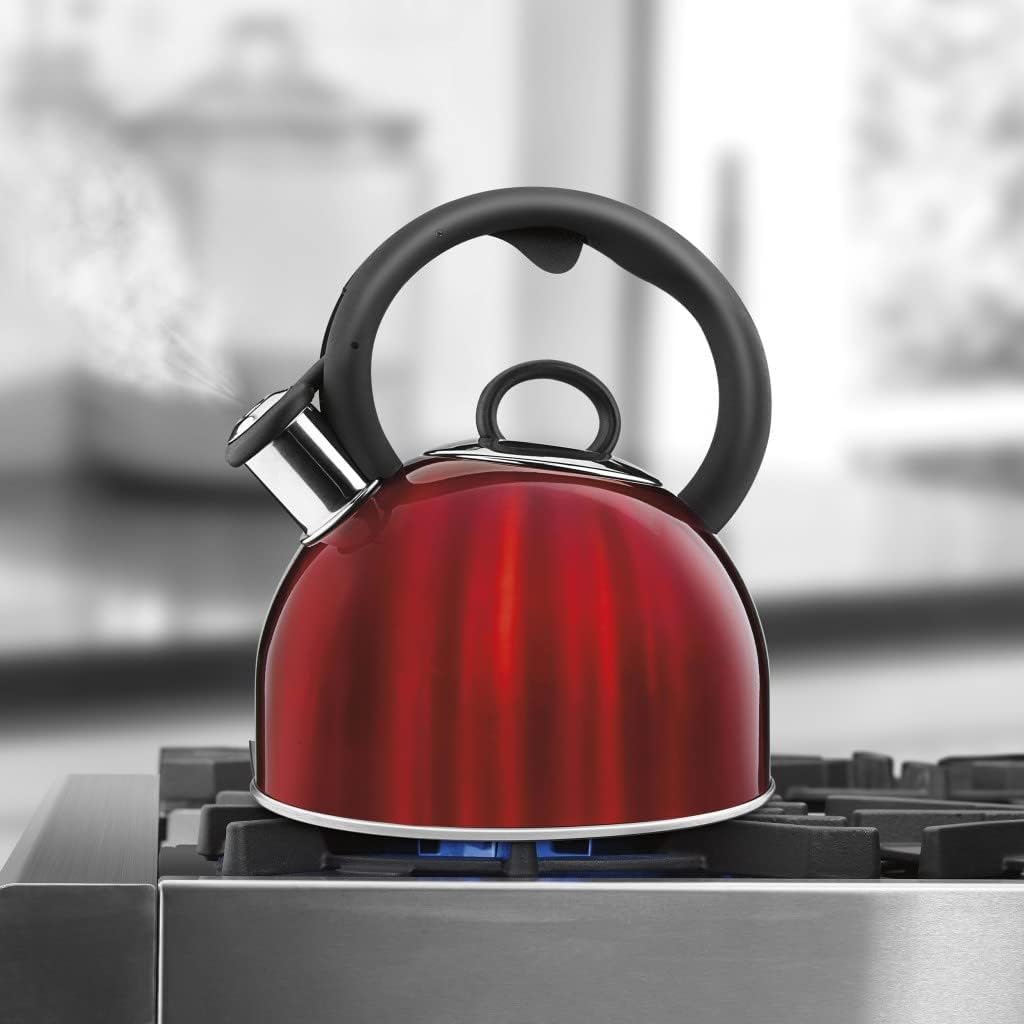 Cuisinart CTK-S17MR Aura 2-Quart Teakettle - Metallic Red, Classic Tea Kettle for 2-Quarts Boiling Water