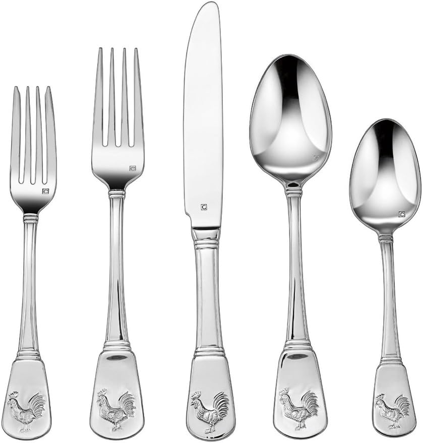 Cuisinart French Rooster 60-Piece Elite Flatware Set, Set of 3 (CFE-01-FR20)