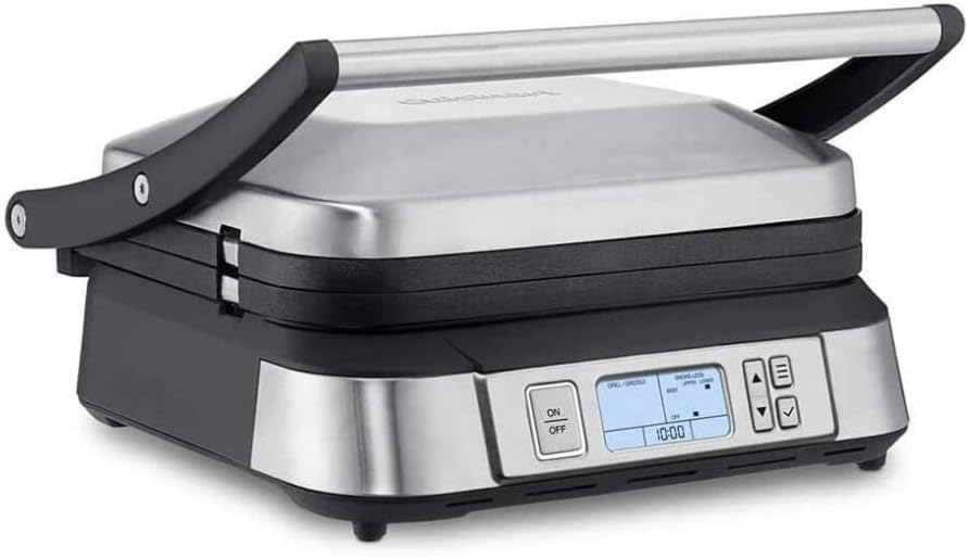 Cuisinart GR-6S Smoke-Less Contact Griddler Bundle with Small Grill Brush and Nylon Flipper Tongs