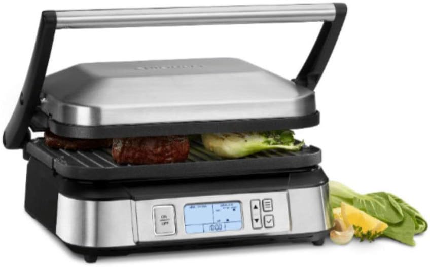 Cuisinart GR-6S Smoke-Less Contact Griddler Bundle with Small Grill Brush and Nylon Flipper Tongs