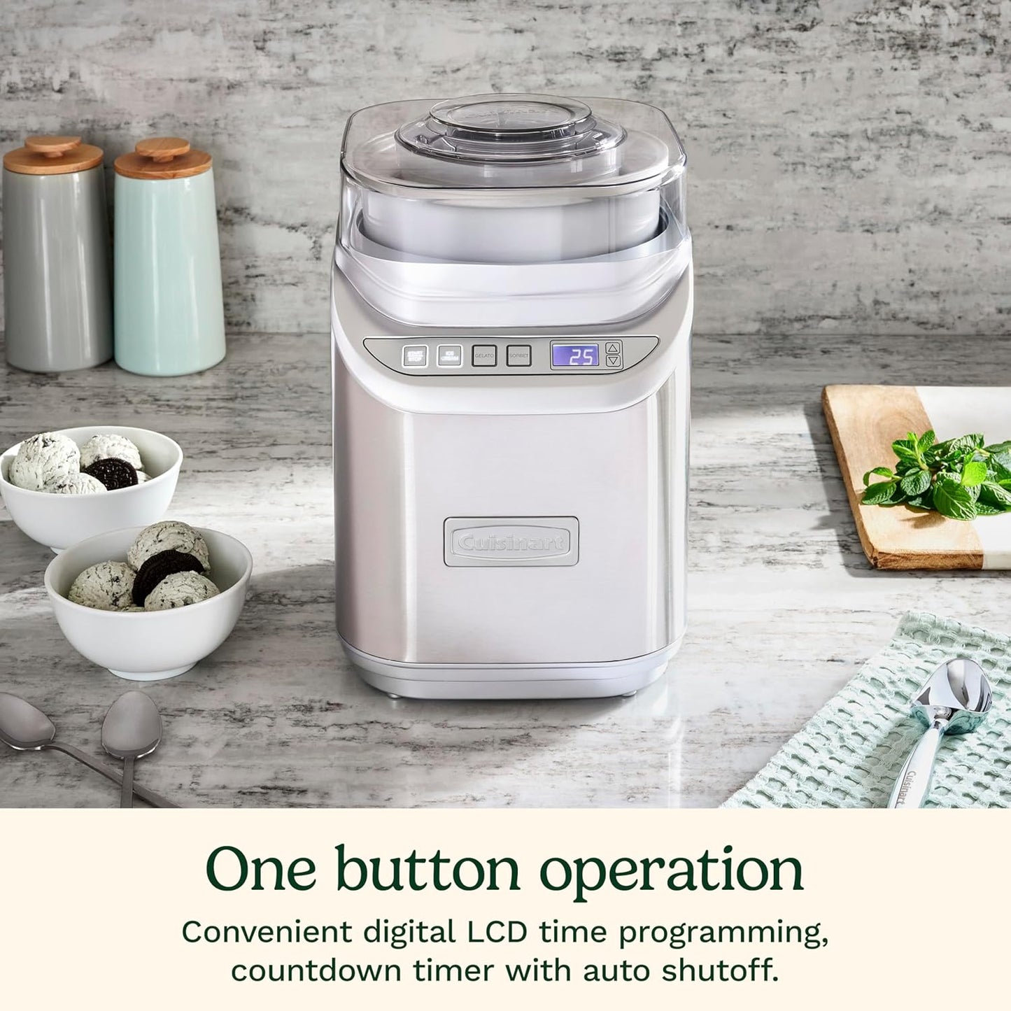 Cuisinart ICE-70P1 2 Quart Stainless Steel Ice Cream Maker with LCD Screen and Timer