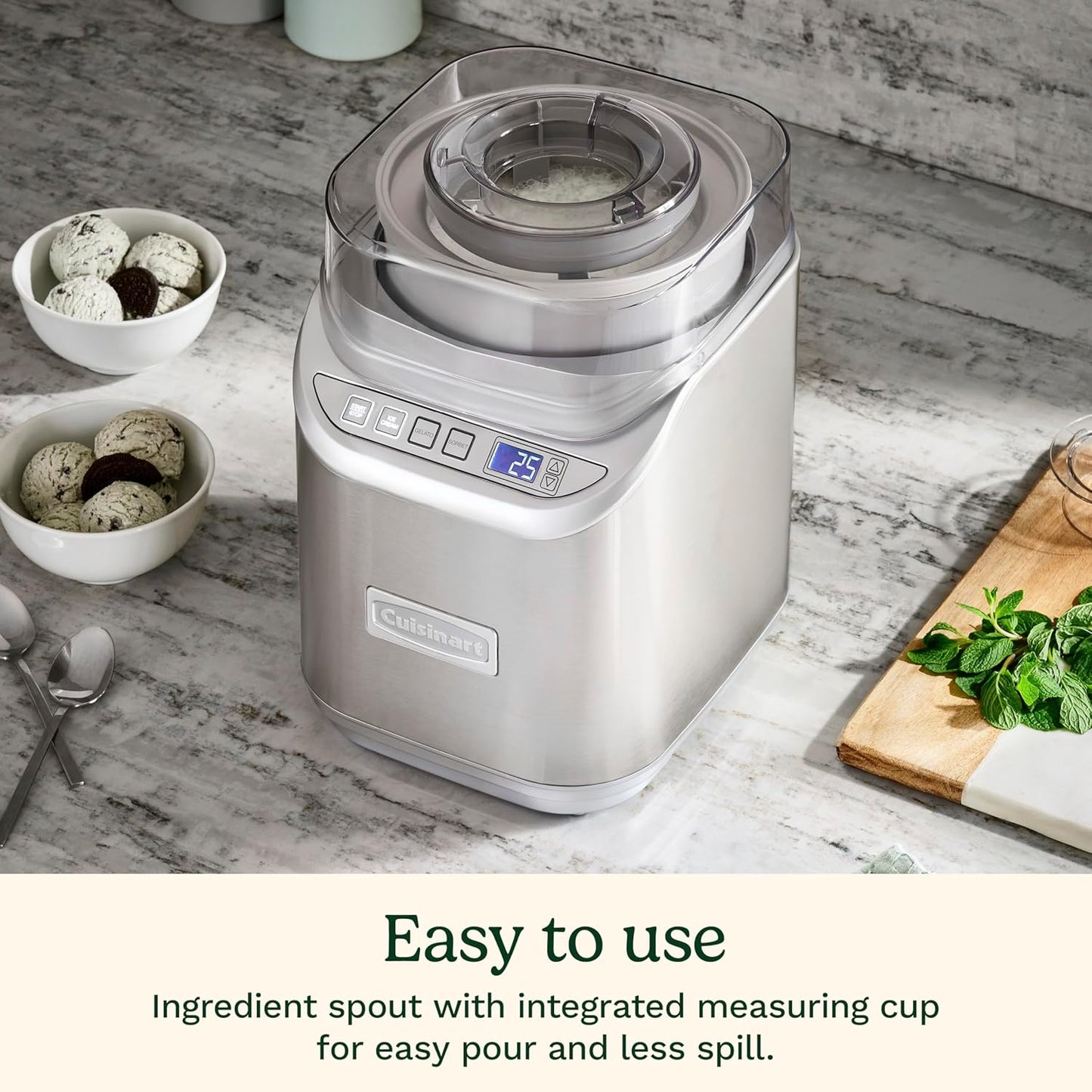 Cuisinart ICE-70P1 2 Quart Stainless Steel Ice Cream Maker with LCD Screen and Timer