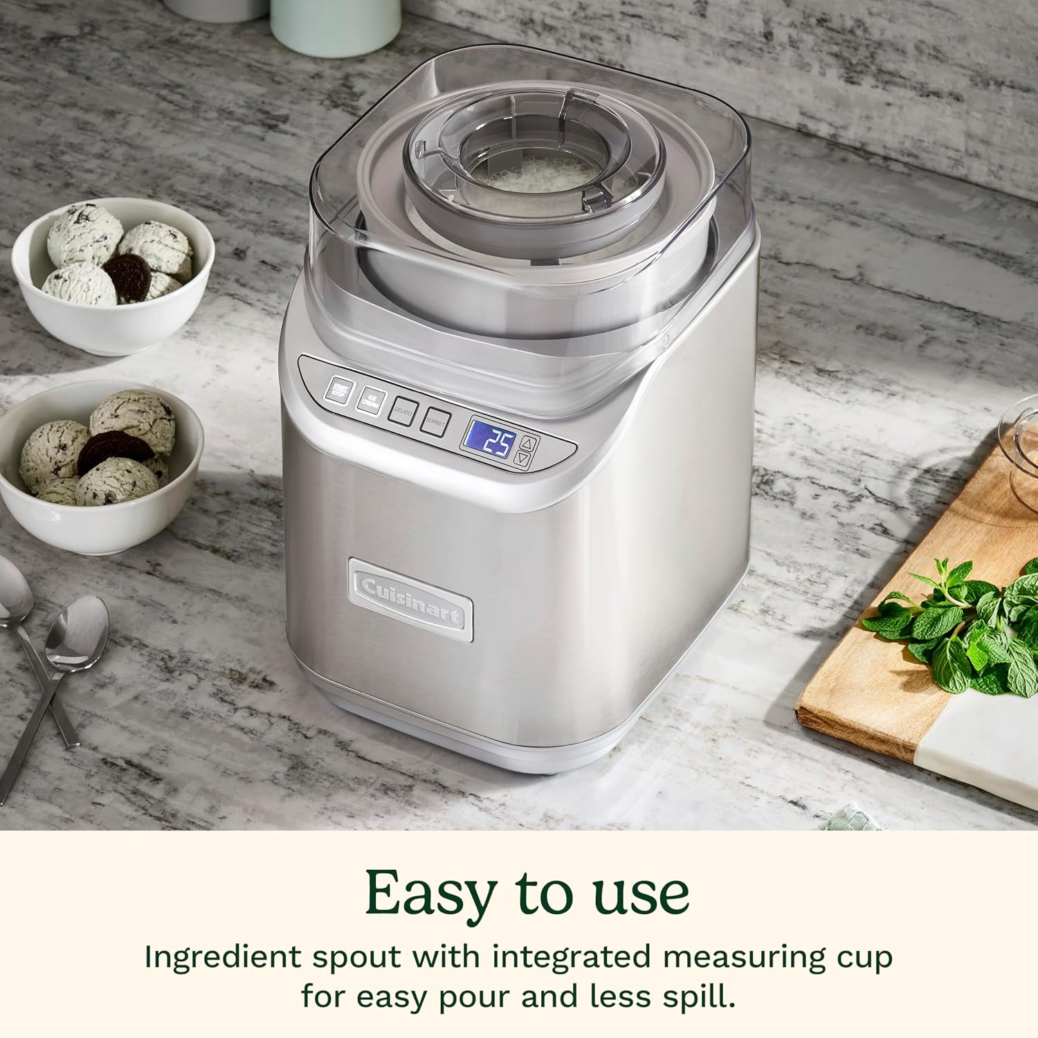 Cuisinart ICE-70P1 2 Quart Stainless Steel Ice Cream Maker with LCD Screen and Timer