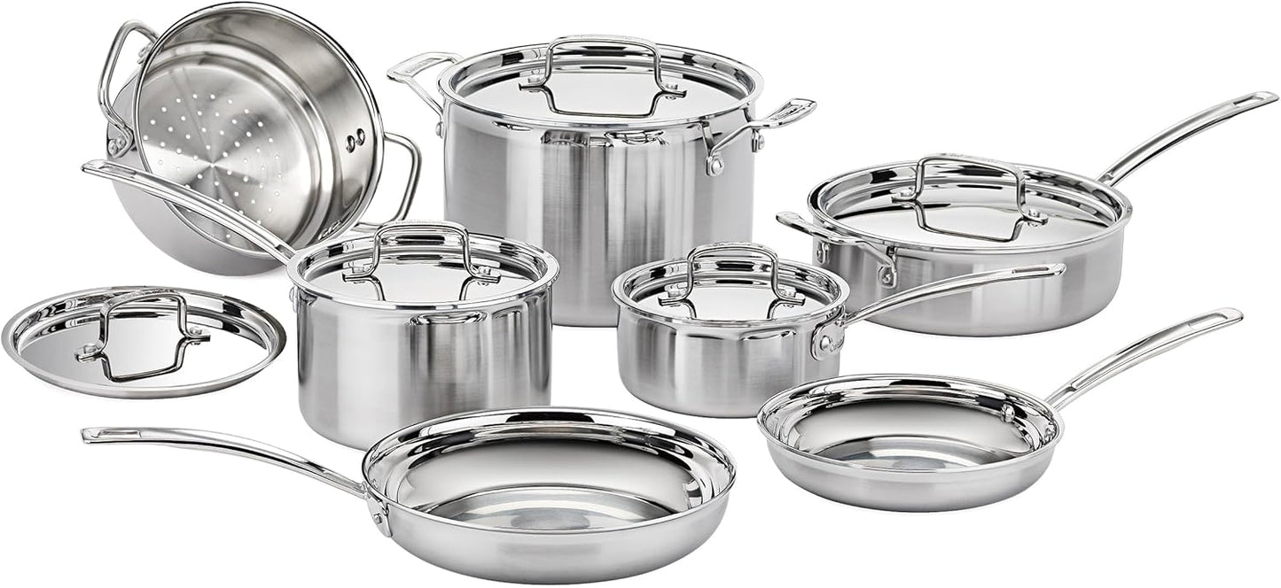 Cuisinart MCP-12N MultiClad Pro Triple Ply 12 Piece Cookware Set in Silver