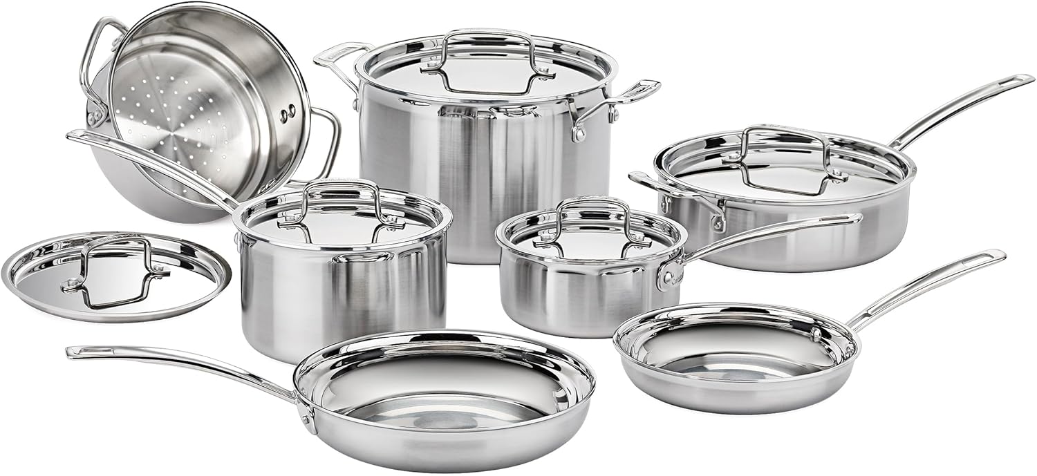 Cuisinart MCP-12N MultiClad Pro Triple Ply 12 Piece Cookware Set in Silver