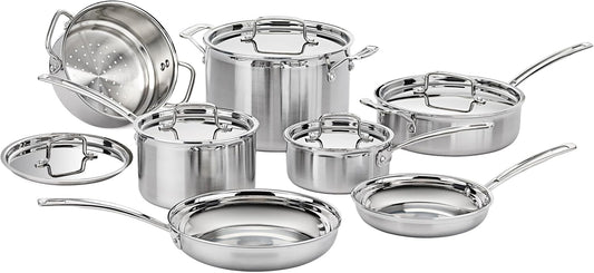 Cuisinart MCP-12N MultiClad Pro Triple Ply 12 Piece Cookware Set in Silver