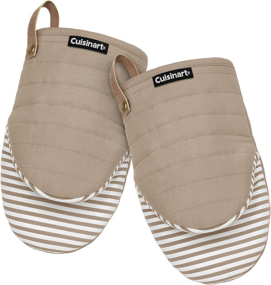 Cuisinart Mini Oven Mitts Set - 5.5" x 8" Heat-Resistant Kitchen Mitts with Non-Slip Silicone and Cotton Filling - Durable Cooking and Baking Gloves (Horizon)