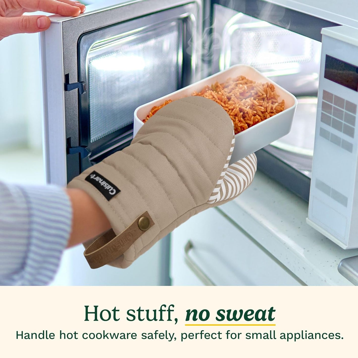 Cuisinart Mini Oven Mitts Set - 5.5" x 8" Heat-Resistant Kitchen Mitts with Non-Slip Silicone and Cotton Filling - Durable Cooking and Baking Gloves (Horizon)