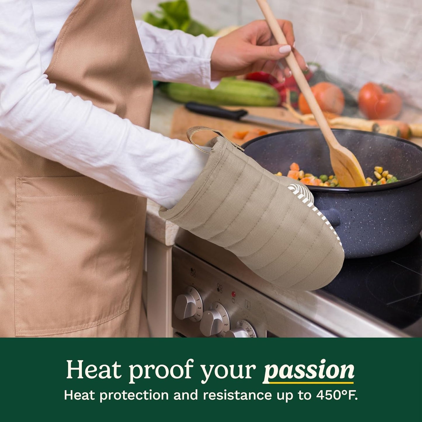 Cuisinart Mini Oven Mitts Set - 5.5" x 8" Heat-Resistant Kitchen Mitts with Non-Slip Silicone and Cotton Filling - Durable Cooking and Baking Gloves (Horizon)