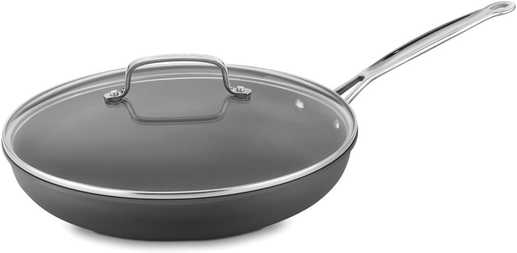 Cuisinart Nonstick Hard-Anodized Skillet Set with Glass Cover - 12-Inch and 8-Inch Open Chef's Classic Skillets