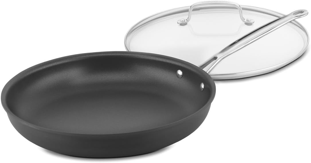 Cuisinart Nonstick Hard-Anodized Skillet Set with Glass Cover - 12-Inch and 8-Inch Open Chef's Classic Skillets