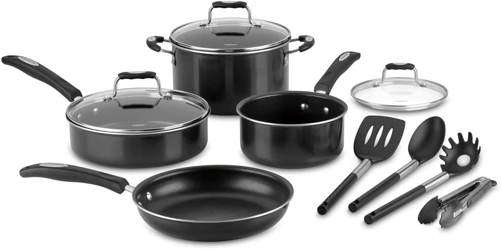 Cuisinart P57-11BK Black Nonstick Cookware Set with 11 Pieces