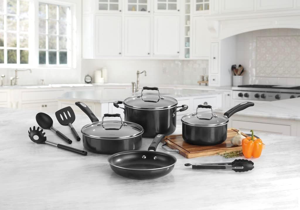 Cuisinart P57-11BK Black Nonstick Cookware Set with 11 Pieces