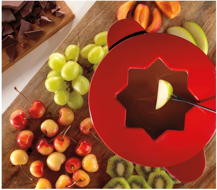 Cuisinart Red Cast Iron Fondue Set with 13 Pieces for Entertaining