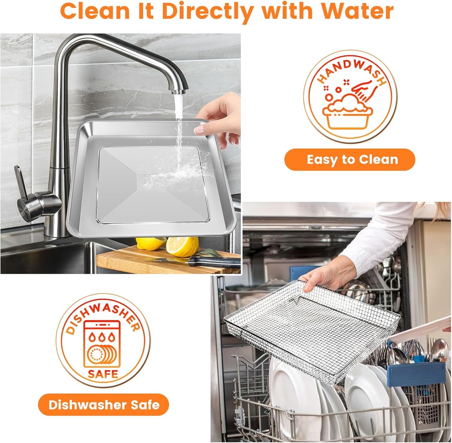 Cuisinart TOA-60/TOA-65/TOA-70 Air Fryer Basket Tray Replacement - 12.2 * 11'' Steel Rack Accessories - Dishwasher Safe